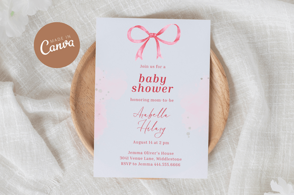Download Coquette Baby Shower Invitiation Canva - Baby shower Collection