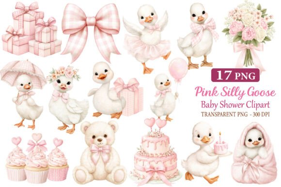 Download Pink Silly Goose Baby Shower Clipart - Baby shower Collection