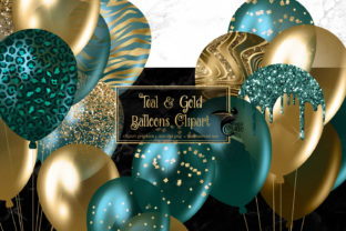 Download Teal and Gold Balloons Clipart - Premium Bundle