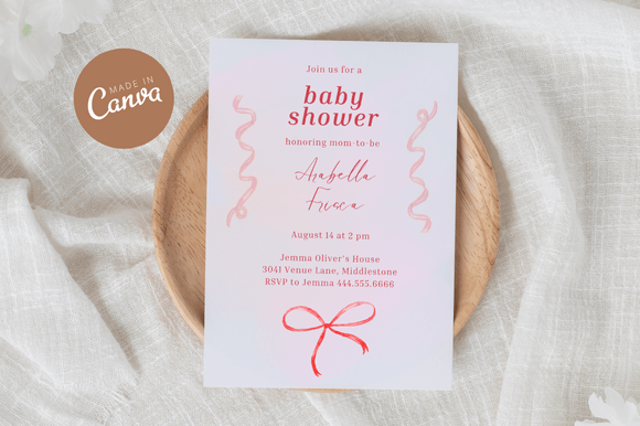 Download Coquette Baby Shower Invitiation Canva - Baby shower Collection