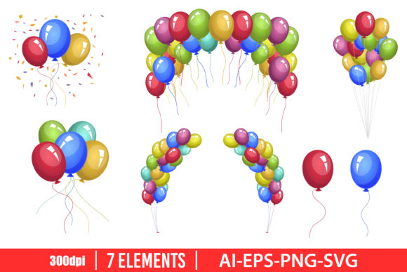 Download Colored Balloons Clipart Vector Design - Premium Resources