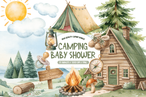 Download Camping Baby Shower Clipart - Baby shower Collection