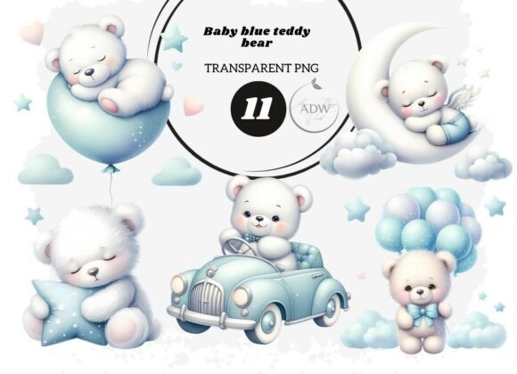 Download Baby Blue Teddy Bear - Baby blue Collection