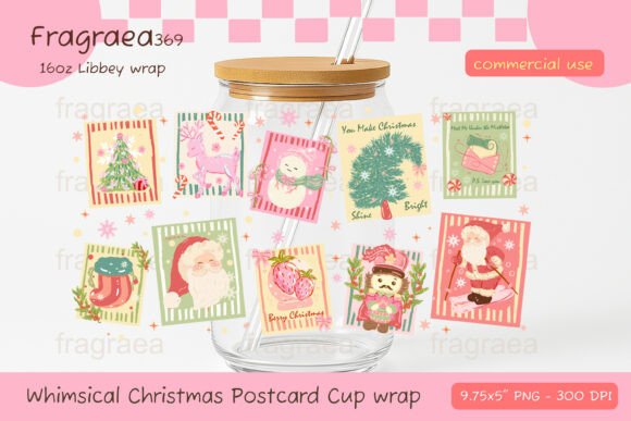 Download Vintage Christmas Postcard Cup Wrap PNG - Card Collection
