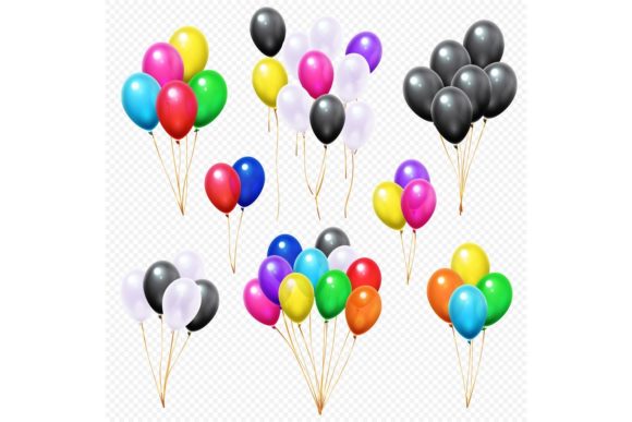 Download Realistic Balloons Bunches - Balloons Collection