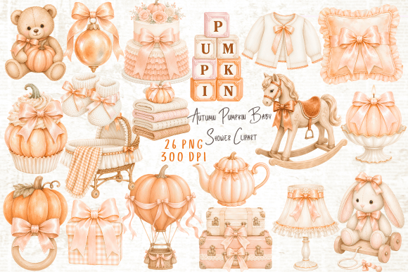 Download Autumn Pumpkin Baby Shower Clipart PNG - Baby shower Collection