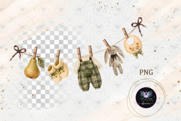 Download Vintage Autumn Baby Shower Clipart - Baby shower Collection