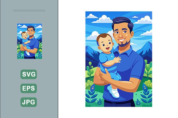 Download Father Happy with His Baby Blue Theme La - Baby blue Collection