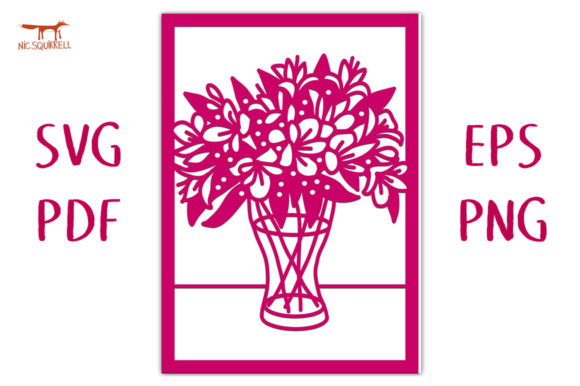 Download Bouquet of Lilies Greetings Card SVG Cut - Card Collection
