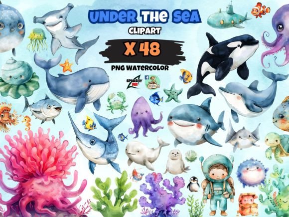 Download Watercolor Under the Sea Clipart Bundle - Under the sea clipart Collection