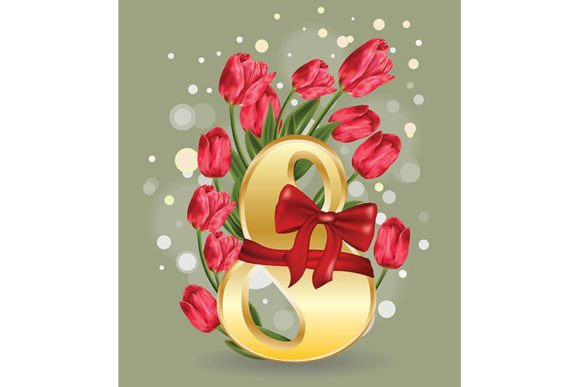 Download 8 March Greetings Card with Tulips - Card Collection